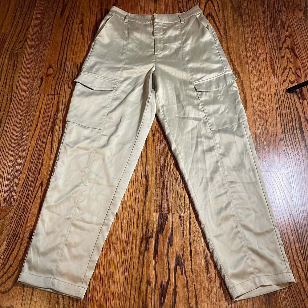 House of Harlow 1960 Sage Satin Cargo Pants Size 6